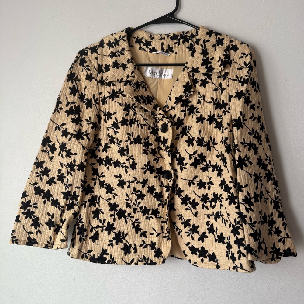 Floral Black and Cream Women's Jacket